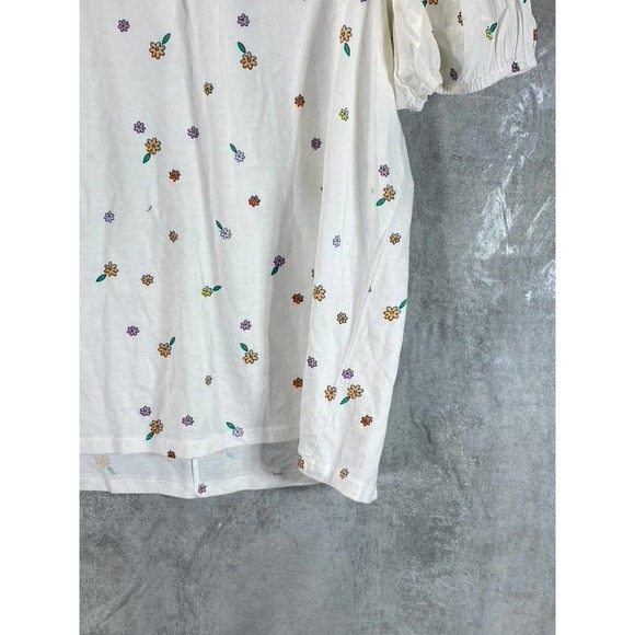 Style & Co Women's Plus Size White Garden Printed Puff-Sleeve Tie-Neck Top SZ 2X - Picture 8 of 10